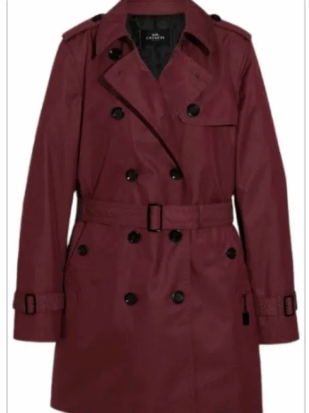 Coach Burgundy Double-Breasted Trench Coat